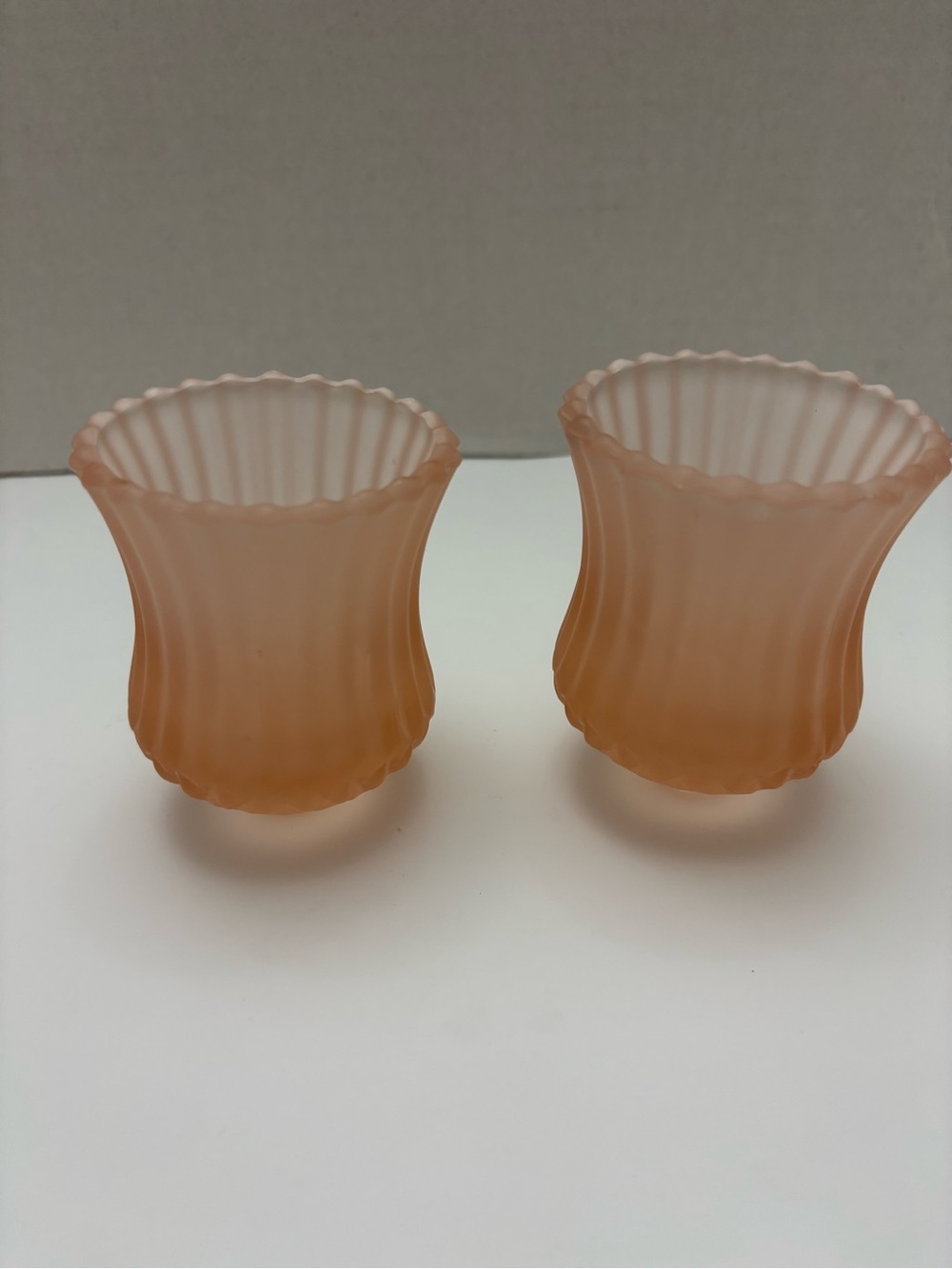 Pair of vintage pink votive candle holders